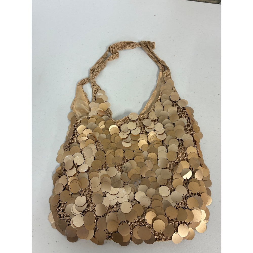 Gold Oversized Sequin Paillette Hobo Bag Vintage Style Disco Party Shoulder Bag